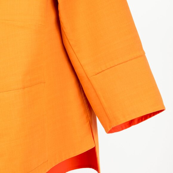Akris Reversible Firecracker Orange Cotton Trapeze Jacket - Picture 10 of 16